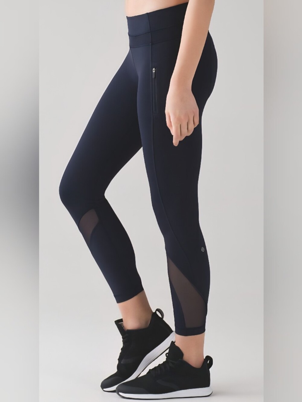 Lululemon Womens Size 6 Inspire Tight II Black Athletic Leggings With Mesh Panel
